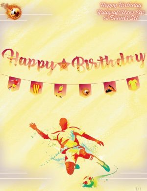 Sarı Kırmızı Kaligrafi Uzar Süs ve Banner Set