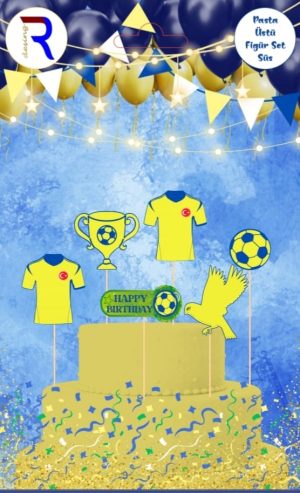 Sarı Lacivert Pasta Üstü Figür Süs Set