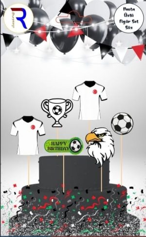 Siyah Beyaz Pasta Üstü Figür Süs Set