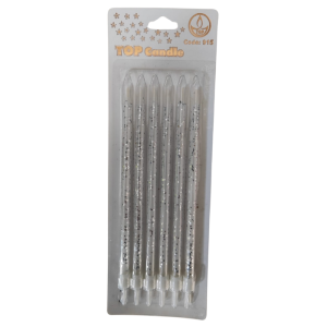 Top Candle Beyaz Gümüş Pullu Doğum Günü Mumu