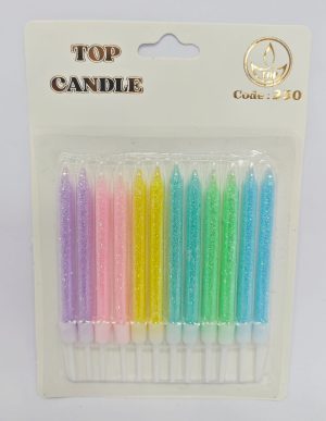 Top Candle Kısa Makaron Simli Doğum Günü Mumu