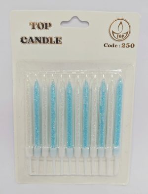 Top Candle Kısa Mavi-Beyaz Simli Doğum Günü Mumu