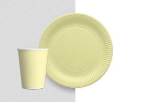 Sarı Makaron Tabak Bardak Set