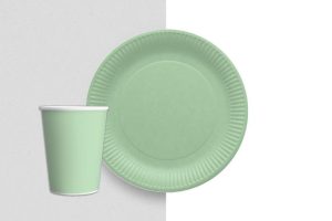 Yeşil Makaron Tabak Bardak Set