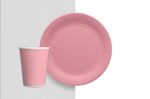 Pembe Makaron Tabak Bardak Set