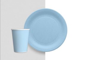 Mavi Makaron Tabak Bardak Set