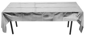 Parlak Metalize Gümüş Masa Örtüsü