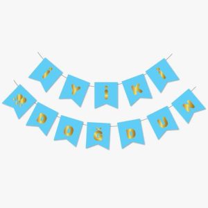 Mavi Altın İyi Ki Doğdun Yaldızlı Banner