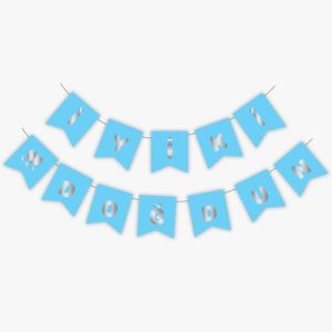 Mavi Gümüş İyi Ki Doğdun Yaldızlı Banner