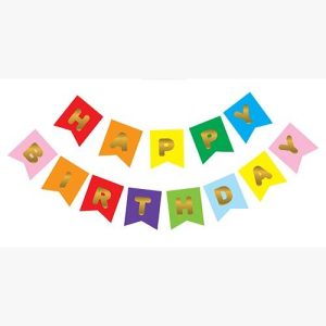 Renkli Altın Happy Birthday Yaldızlı Banner