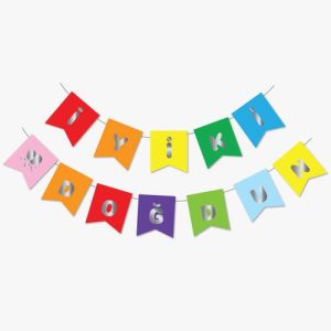 Renkli Gümüş İyi Ki Doğdun Yaldızlı Banner