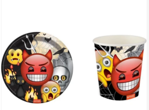 Şeytan Emoji Karton Tabak Bardak Set