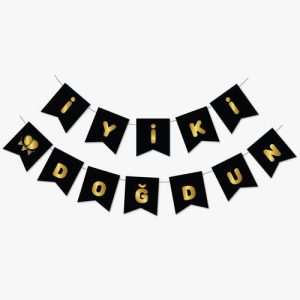 Siyah Altın İyi Ki Doğdun Yaldızlı Banner
